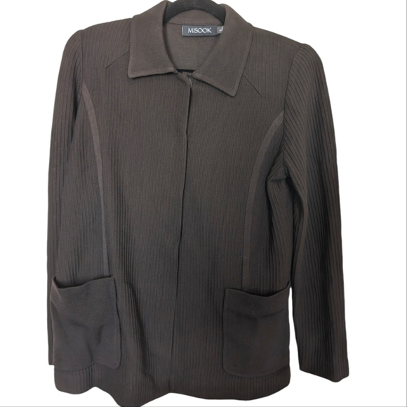 Misook brown knit jacket cardigan sz L - Picture 1 of 6